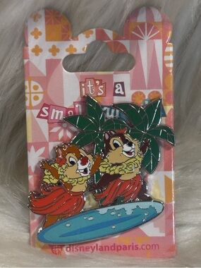 NEW Disneyland Paris Pin Chip And Dale Its A Small World Surfing DLP Disney Pins